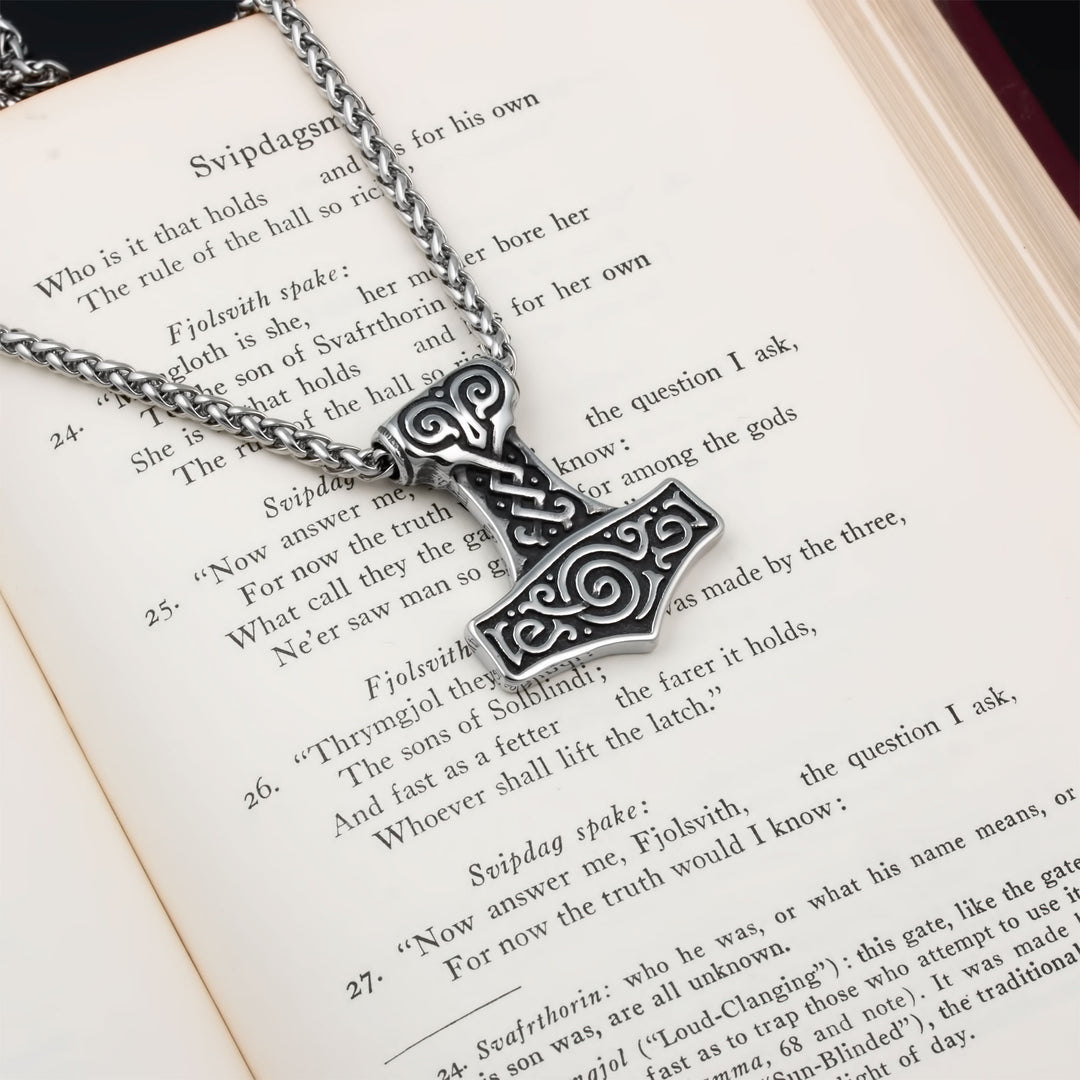 Mjolnir Thor's Hammer Pendant Necklace Stainless Steel Viking