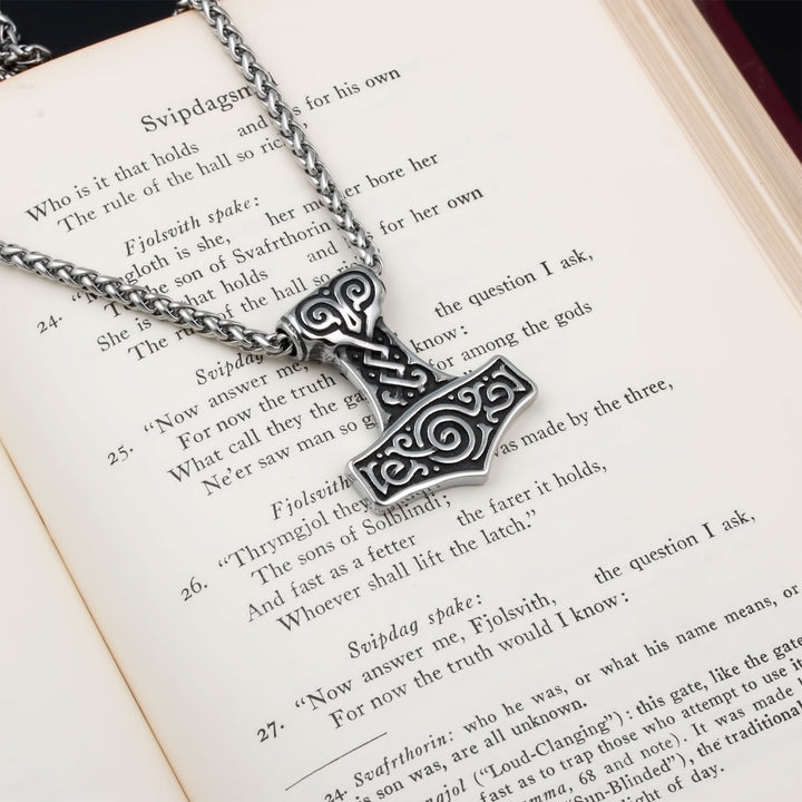 Mjolnir Thor's Hammer Pendant Necklace Stainless Steel Viking