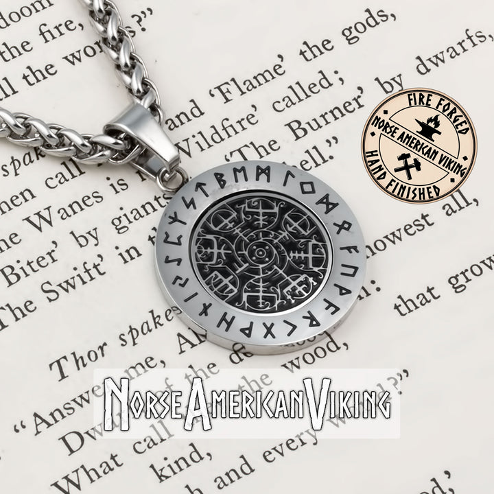 Viking Vegvisir Fidget Spinner Stainless Steel Pendant Necklace