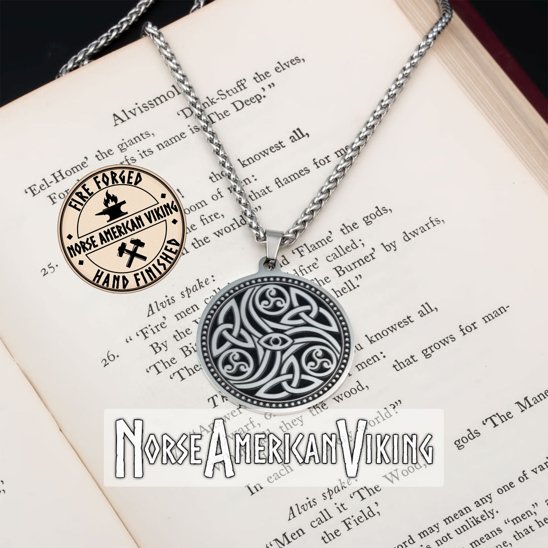 Viking Celtic Trinity Triskele knot Stainless Steel Pendant Necklace