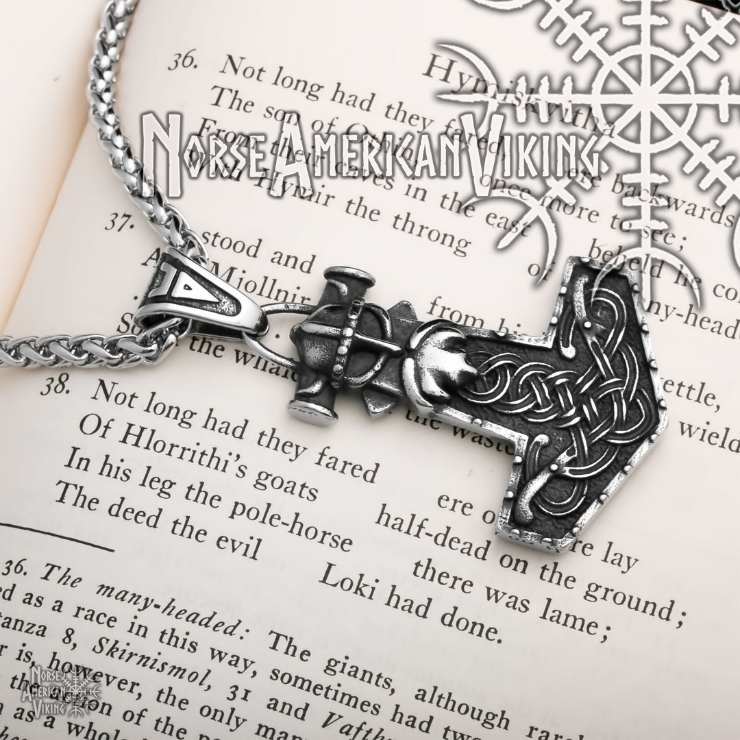 Viking Mjolnir Thor's Hammer Odin Stainless Steel Pendant Necklace