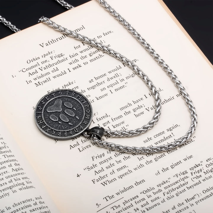 Fenrir Wolf Paw Print Viking Pendant Necklace 316L Stainless Steel