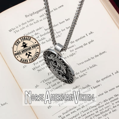 Viking Wolf Rune Stainless Steel Pendant Necklace