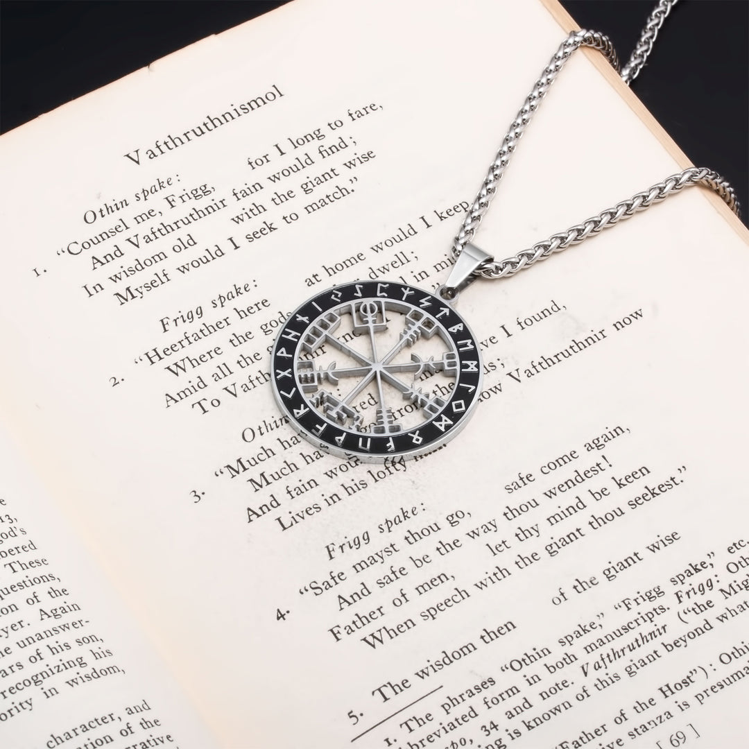 Vegvisir Compass Pendant Necklace Stainless Steel Viking