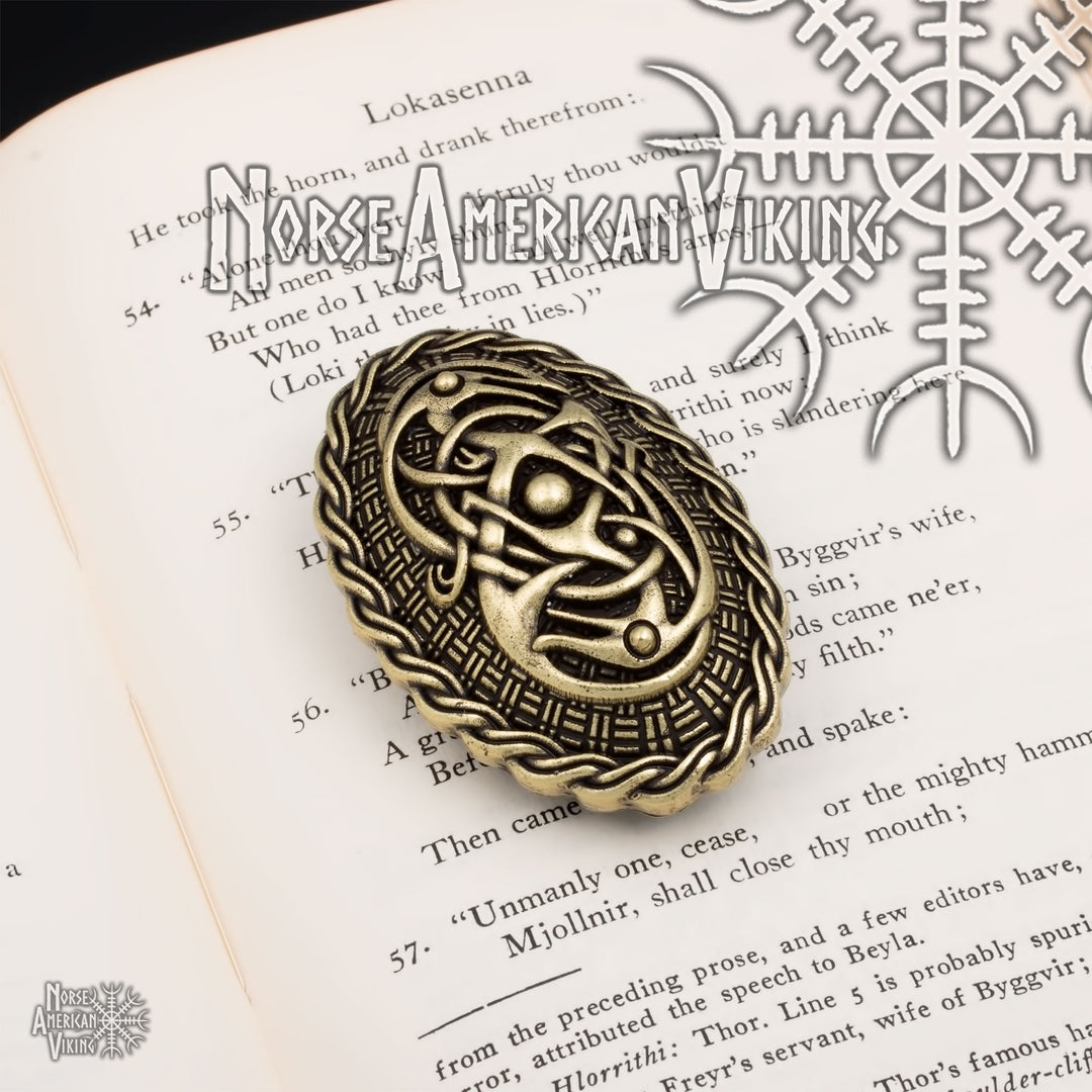 Viking Dragon Broa Oval Tortoise Brooch