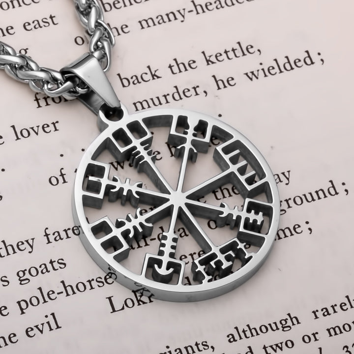 Vegvisir Openwork Viking Pendant Necklace 316L Stainless Steel