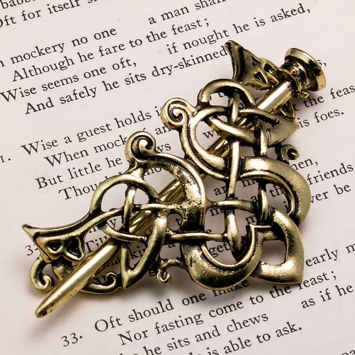 Viking Norse Celtic Hair Pin Guinevere Knot Gold