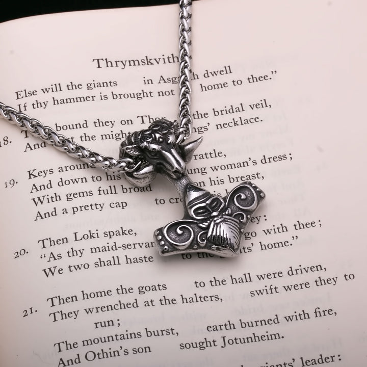 Mjolnir Goat Odin Viking Pendant Necklace 316L Stainless Steel - view 2