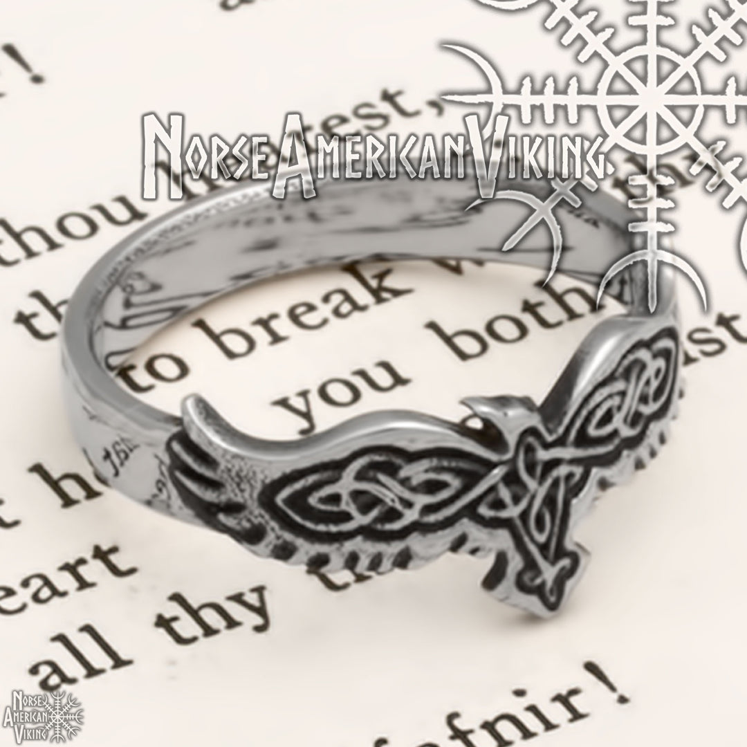 Viking Raven Ring 316L Stainless Steel Size 7