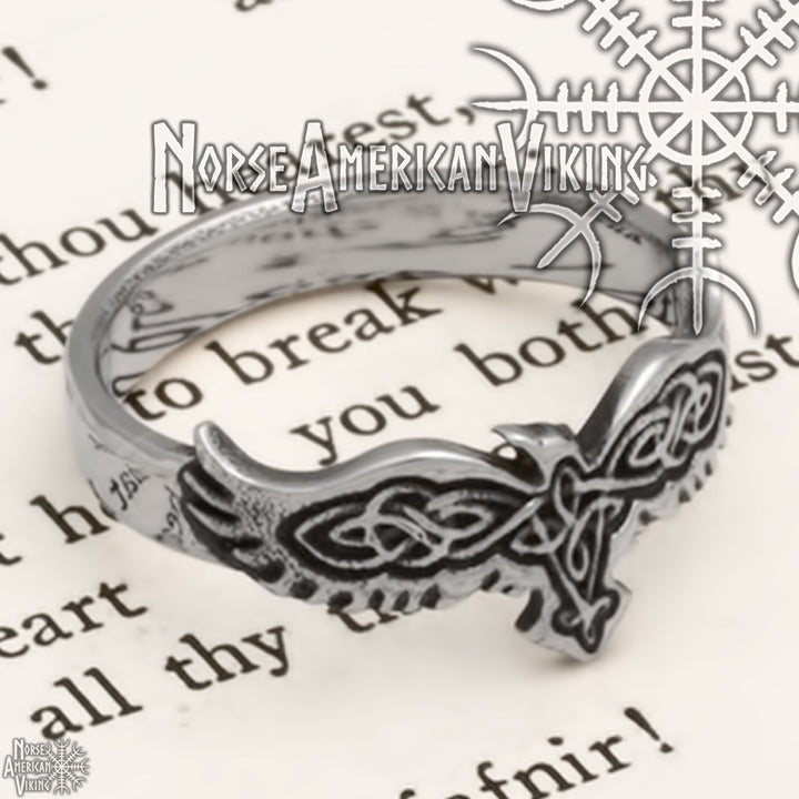 Viking Raven Ring 316L Stainless Steel Size 7