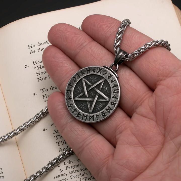 Elder Futhark Rune Viking Pendant Necklace 316L Stainless Steel