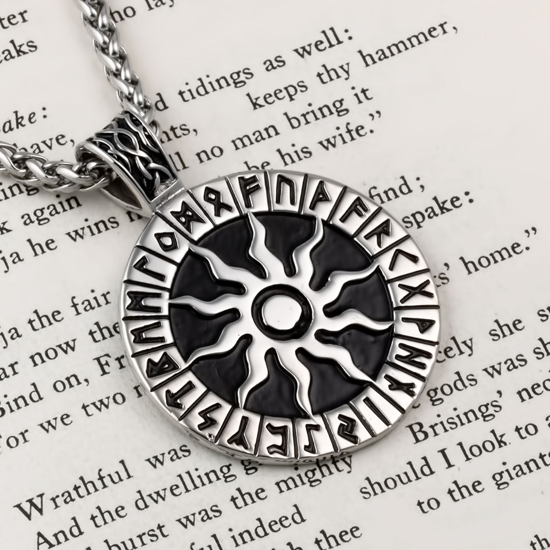 Sun Rune Pendant Necklace Stainless Steel Viking