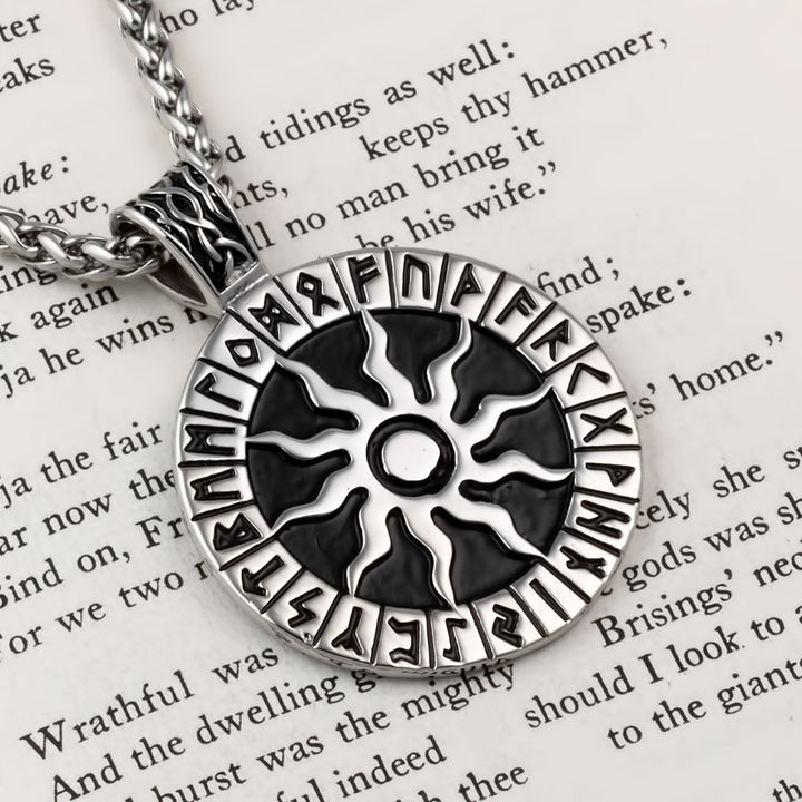 Sun Rune Pendant Necklace Stainless Steel Viking