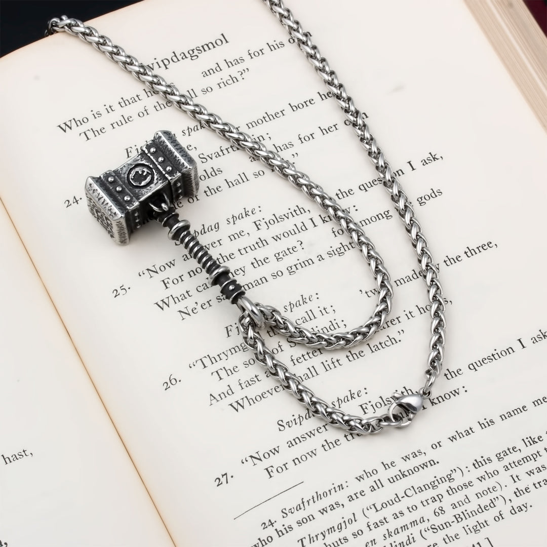 Mjolnir Thor's Hammer Pendant Necklace Stainless Steel Viking
