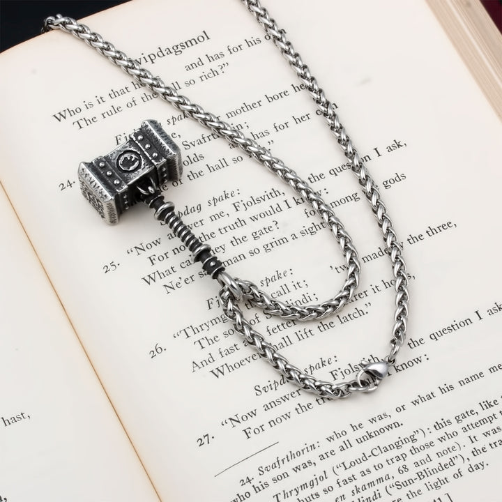 Mjolnir Thor's Hammer Pendant Necklace Stainless Steel Viking