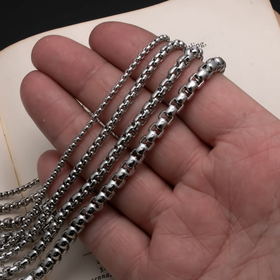 3.5mm Rounded Box Chain Necklace 316L Stainless Steel - view 10