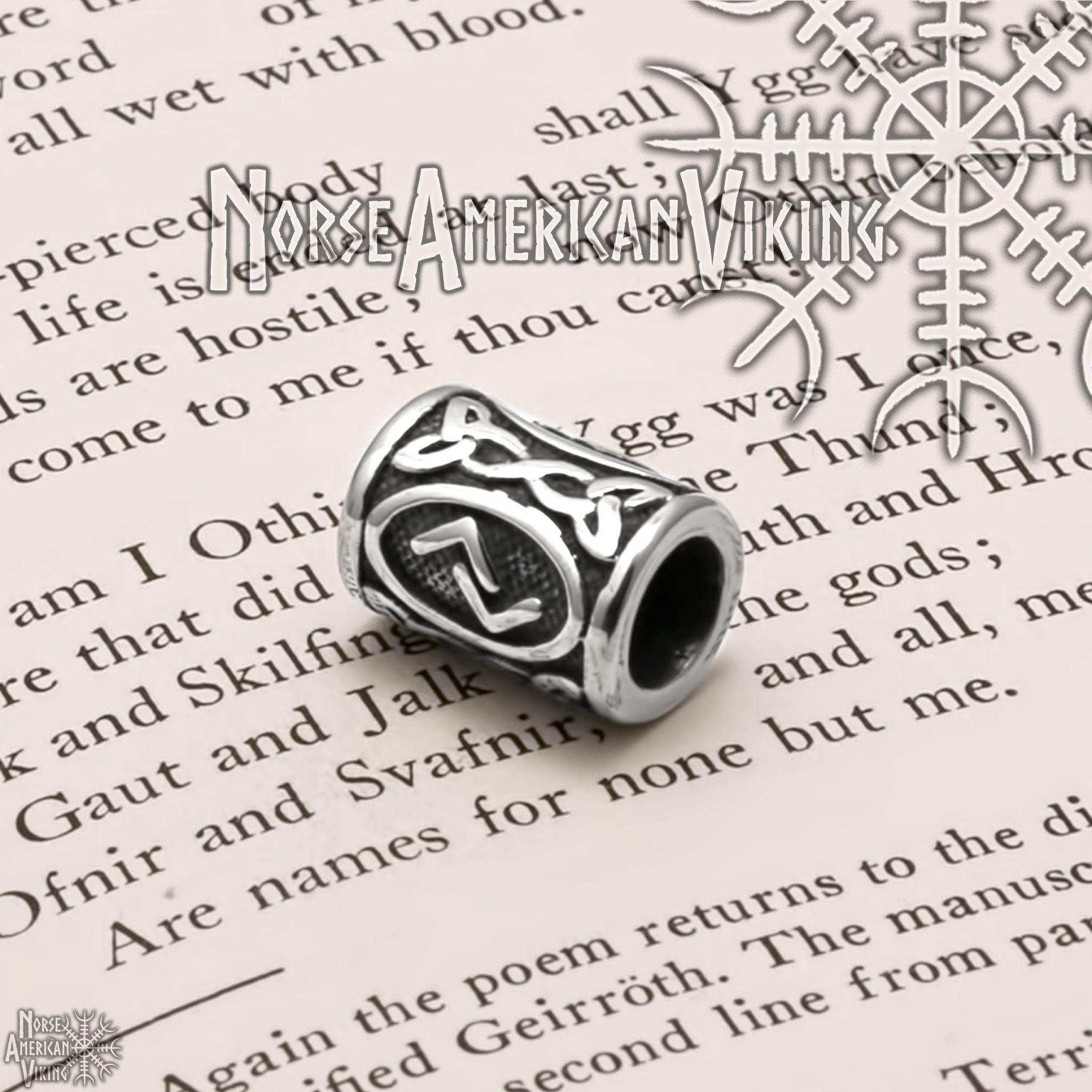 Viking Elder Futhark Jera Rune Beard Hair Jewelry Bead 316L Stainless ...