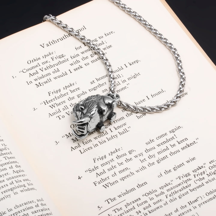 Viking Boar Gullinbursti Stainless Steel Pendant Necklace