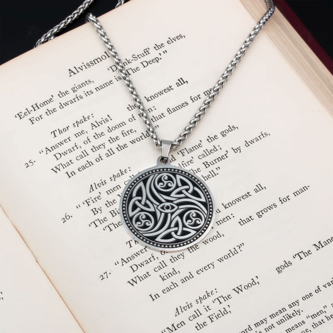 Celtic Trinity Triskele knot Pendant Necklace Stainless Steel Viking