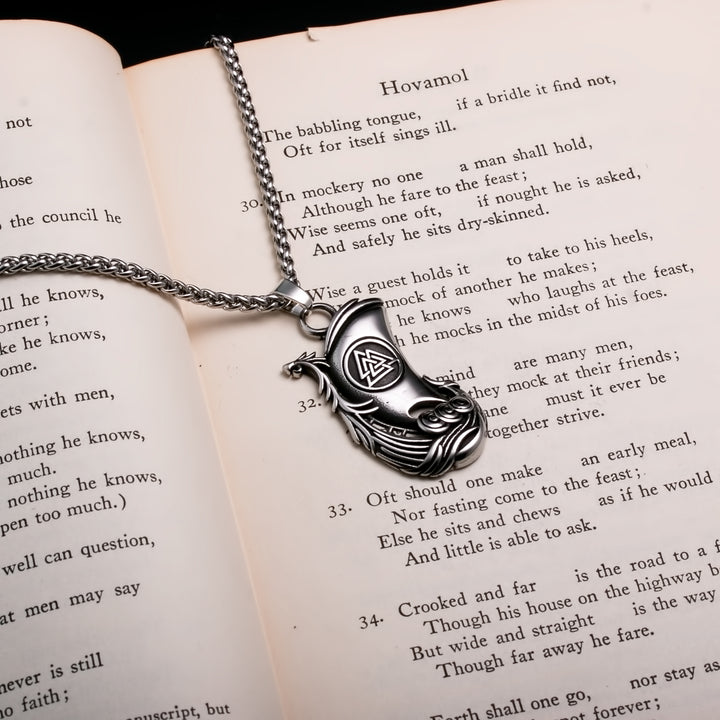 Viking Long Ship Stainless Steel Pendant Necklace