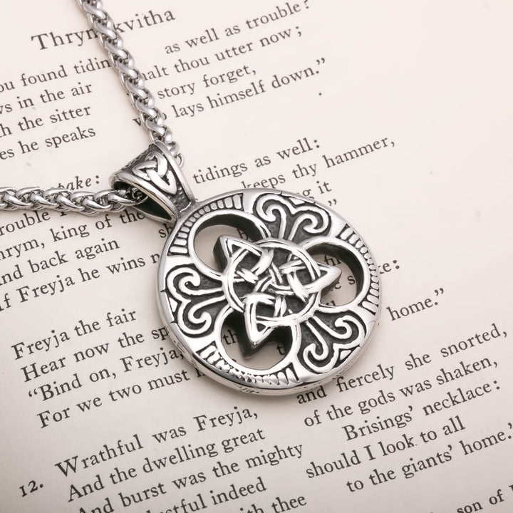 Celtic Trinity Knot Medallion Viking Pendant Necklace 316L Stainless Steel