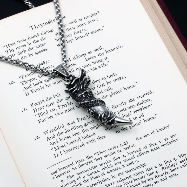 Jormungandr Midgard Serpent Fang Claw Pendant Necklace Stainless Steel Viking