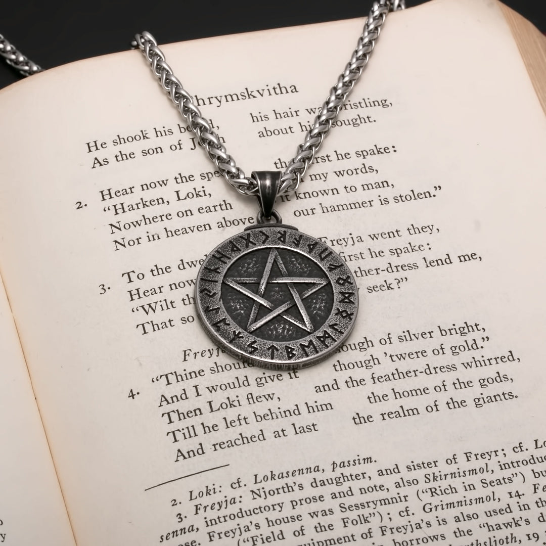 Elder Futhark Rune Viking Pendant Necklace 316L Stainless Steel