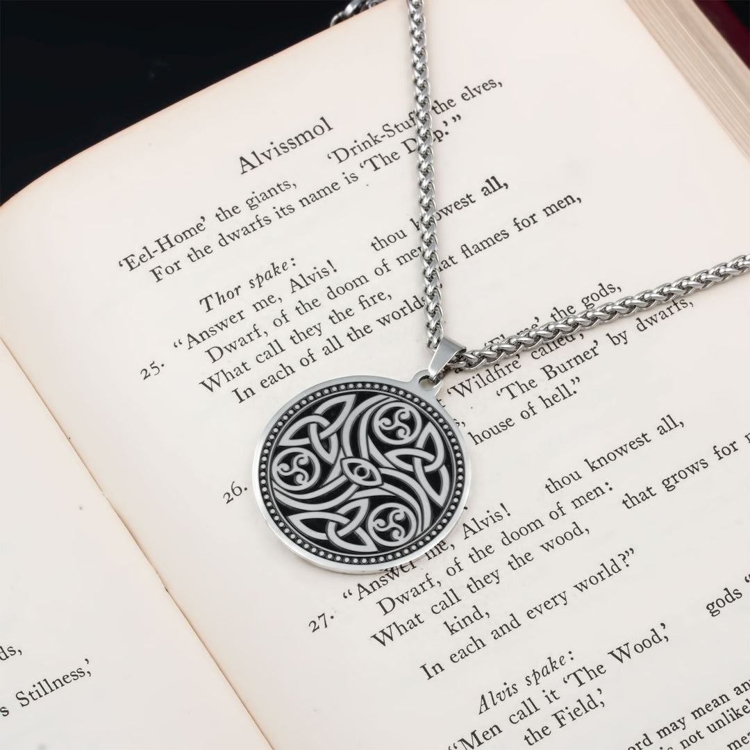 Celtic Trinity Triskele knot Pendant Necklace Stainless Steel Viking