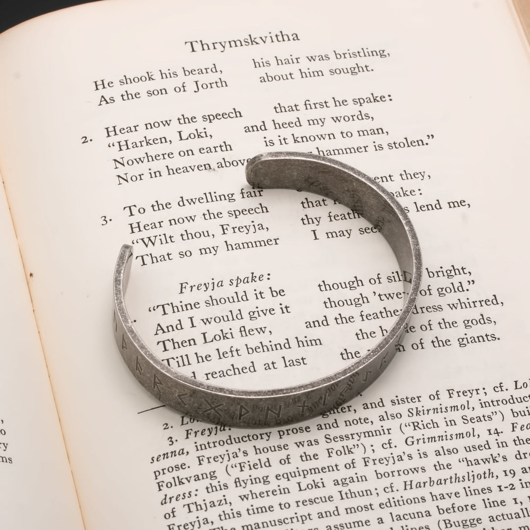 Viking Elder Futhark Rune Cuff Bracelet
