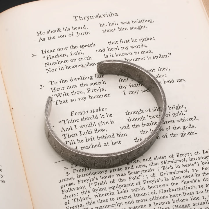 Viking Elder Futhark Rune Cuff Bracelet
