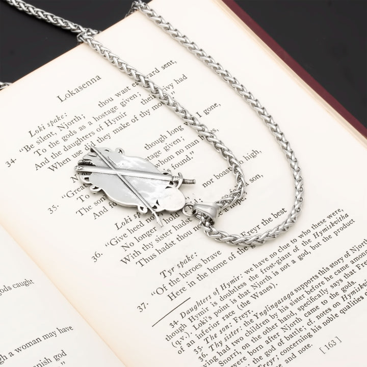 Trinity Freya Cat Bind Rune Pendant Necklace Stainless Steel Viking
