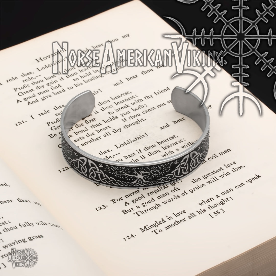 Yggdrasil Viking Cuff Bracelet 316L Stainless Steel