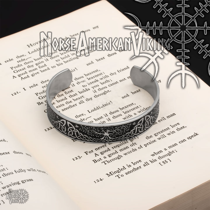 Yggdrasil Viking Cuff Bracelet 316L Stainless Steel