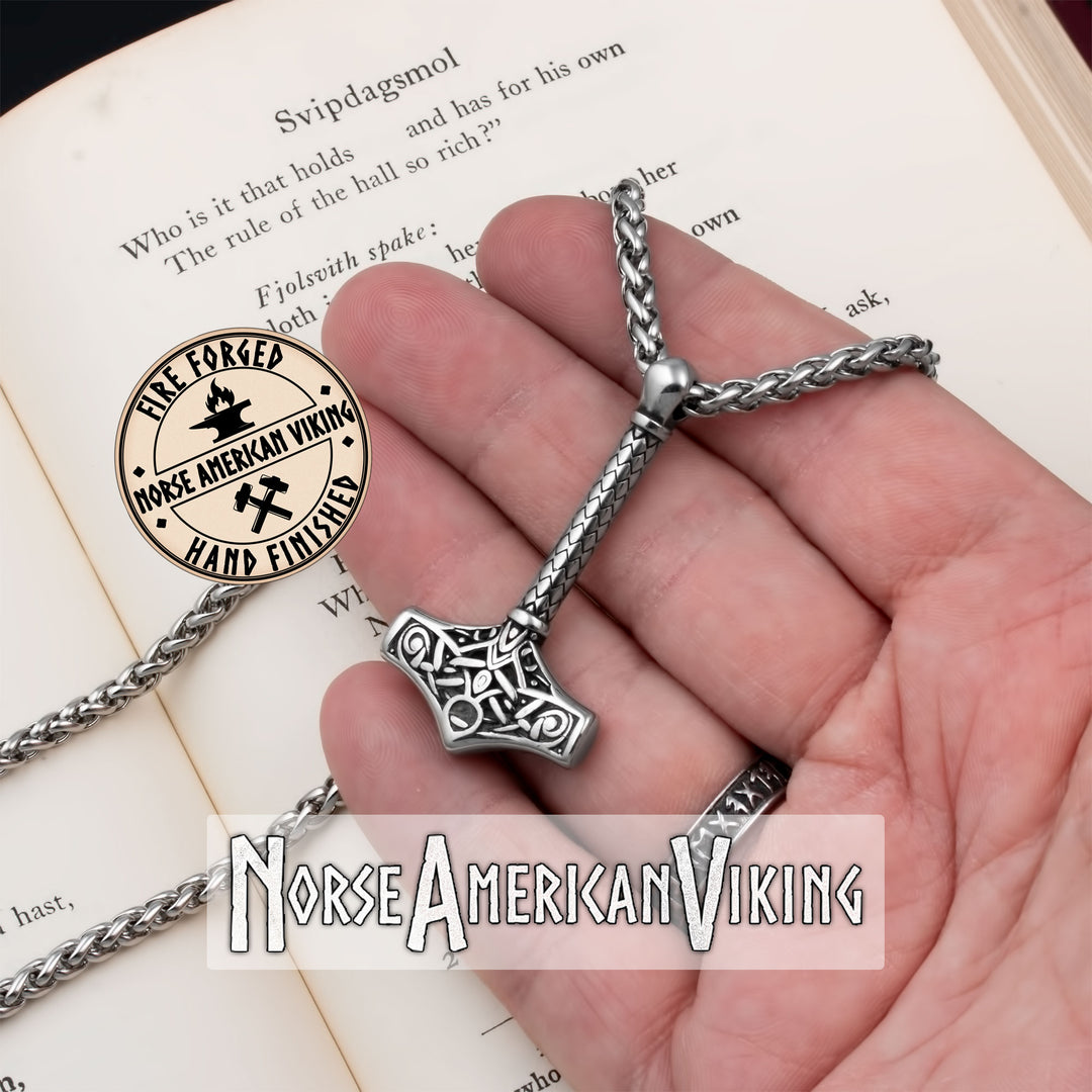 Viking Mjolnir Thor's Hammer Stainless Steel Pendant Necklace