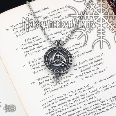 Viking Raven Rune Trinity Stainless Steel Pendant Necklace