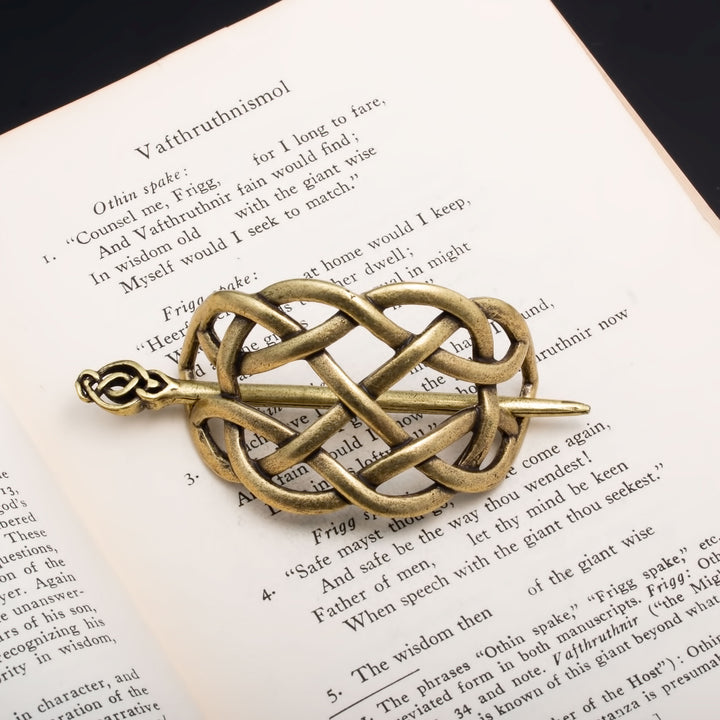 Viking Norse Celtic Infinity Knot Hair Pin Gold