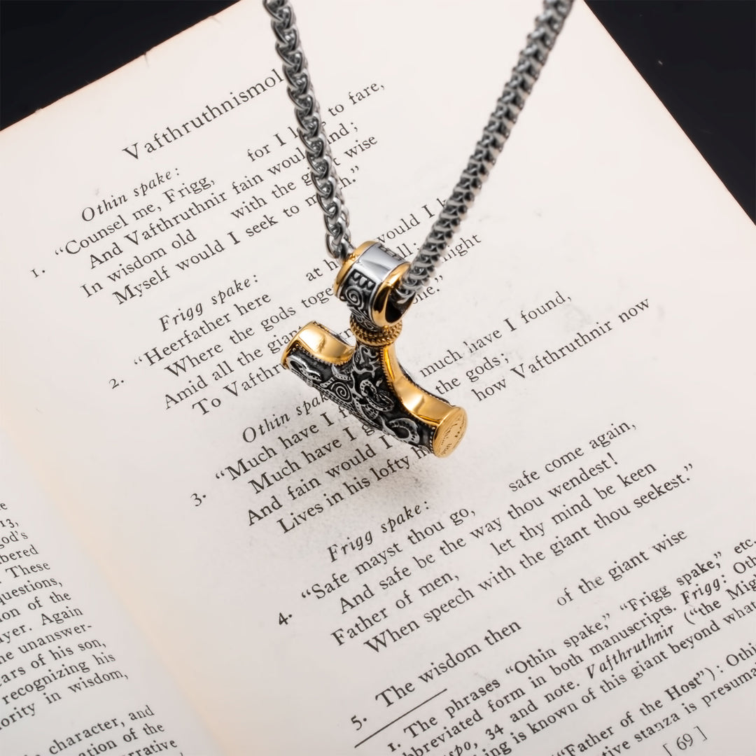 Mjolnir Thor's Hammer Pendant Necklace Stainless Steel Viking