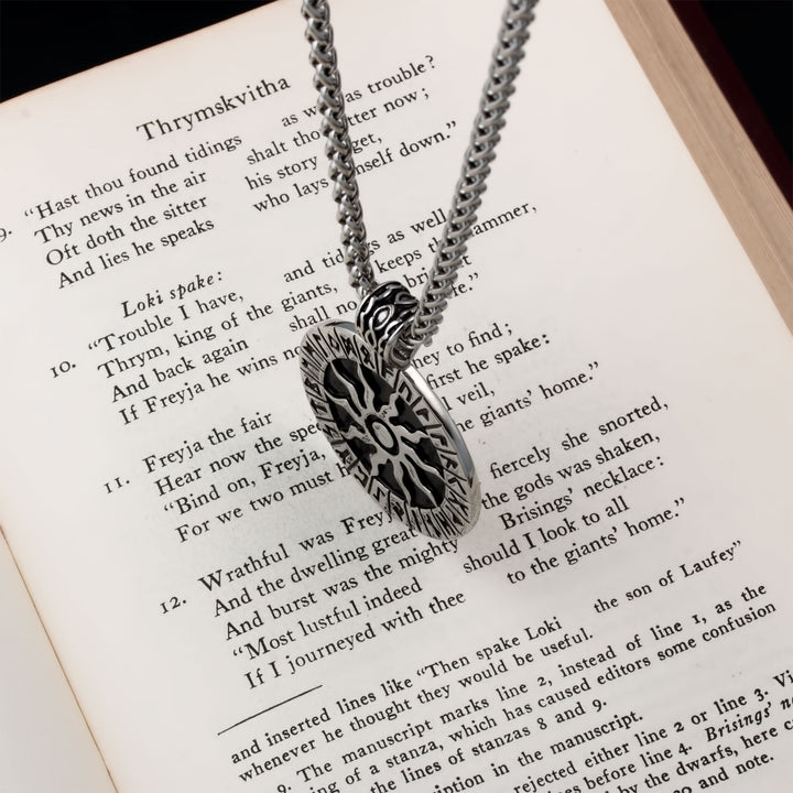 Sun Rune Pendant Necklace Stainless Steel Viking