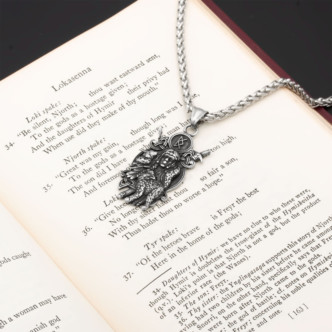 Trinity Freya Cat Bind Rune Pendant Necklace Stainless Steel Viking