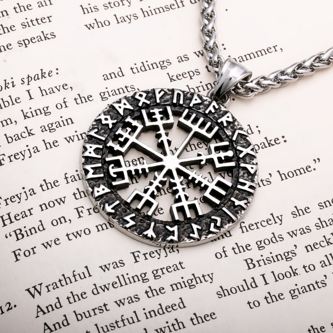 Vegvisir Rune Open Viking Pendant Necklace 316L Stainless Steel - view 4