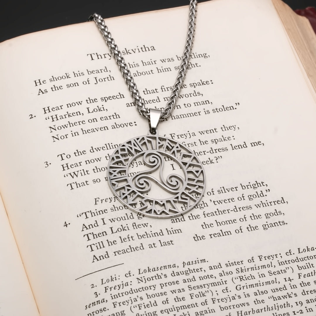Elder Futhark Rune Viking Pendant Necklace 316L Stainless Steel