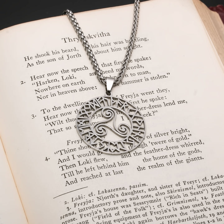 Elder Futhark Rune Viking Pendant Necklace 316L Stainless Steel