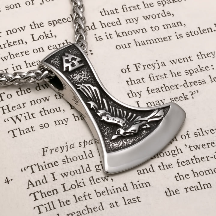 Axe Wolf Raven Valknut Viking Pendant Necklace 316L Stainless Steel