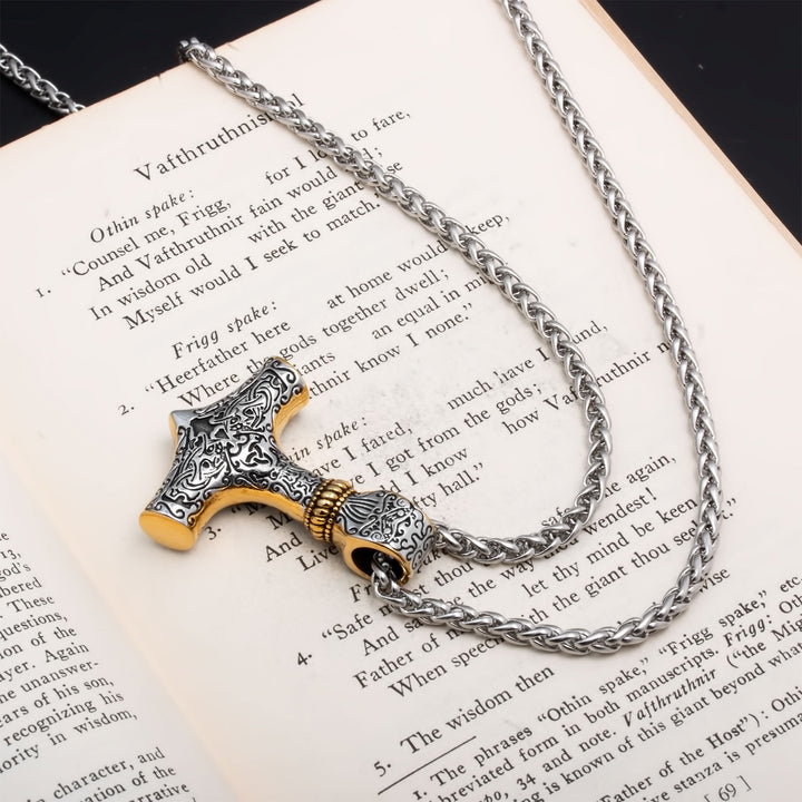 Mjolnir Thor's Hammer Pendant Necklace Stainless Steel Viking