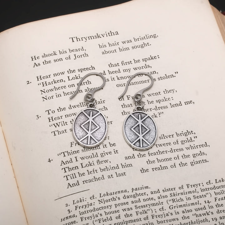 Viking Elder Futhark Rune Bind Ingwaz Isaz Earrings