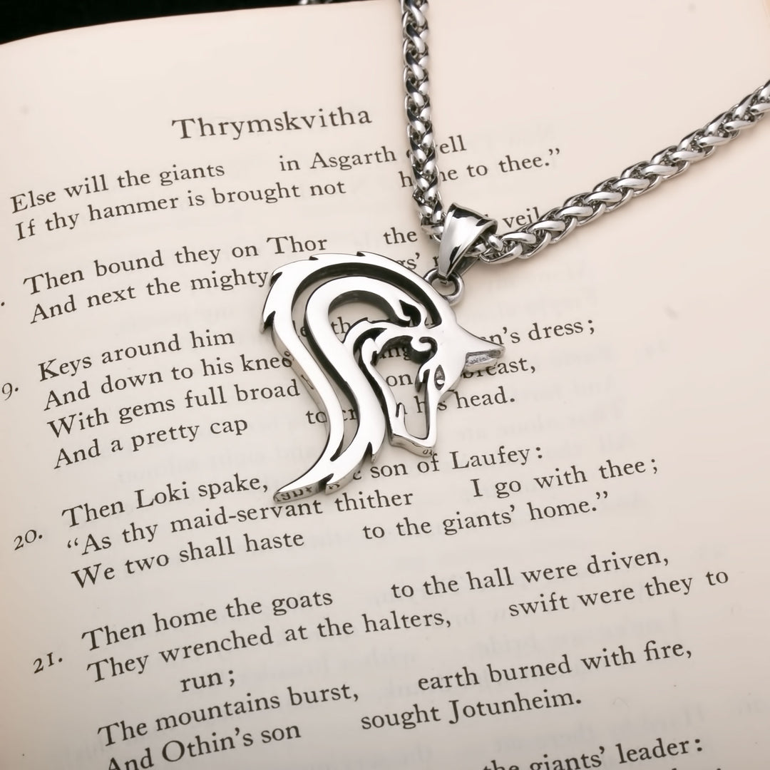 Fenrir Wolf Openwork Viking Pendant Necklace 316L Stainless Steel - view 4