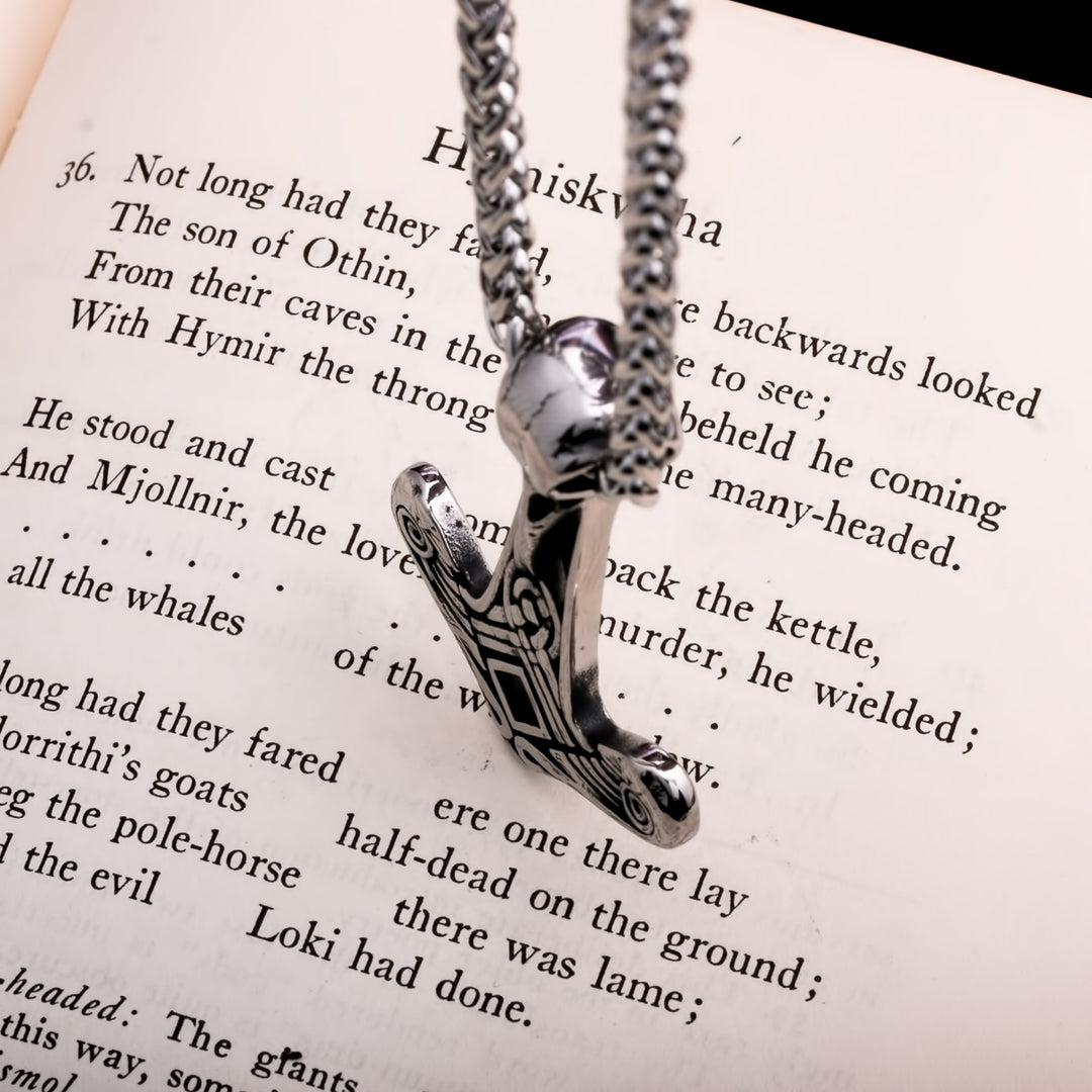 Mjolnir Raven Skull Viking Pendant Necklace Variant 2 316L Stainless Steel - view 7