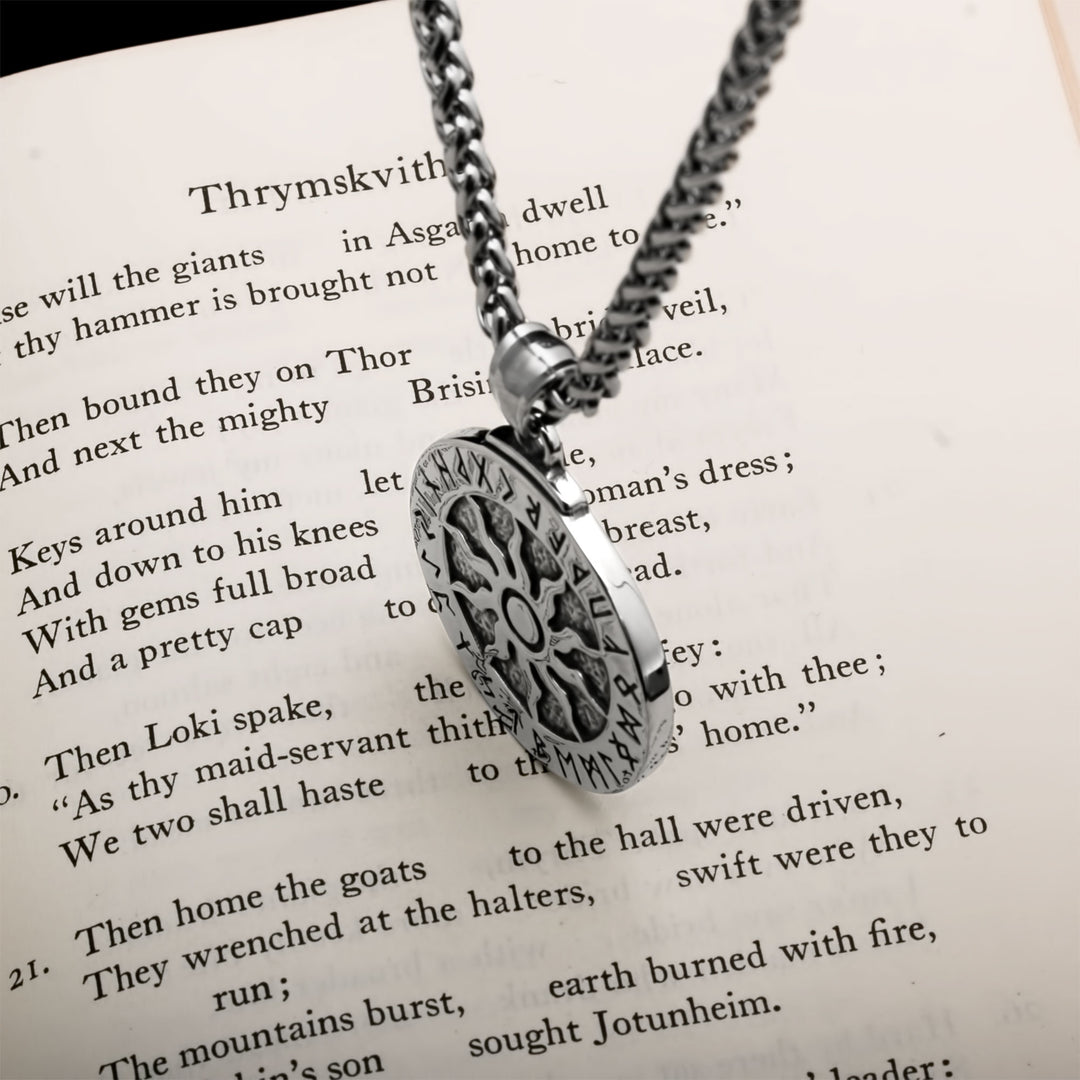 Sun Rune Pendant Necklace Stainless Steel Viking