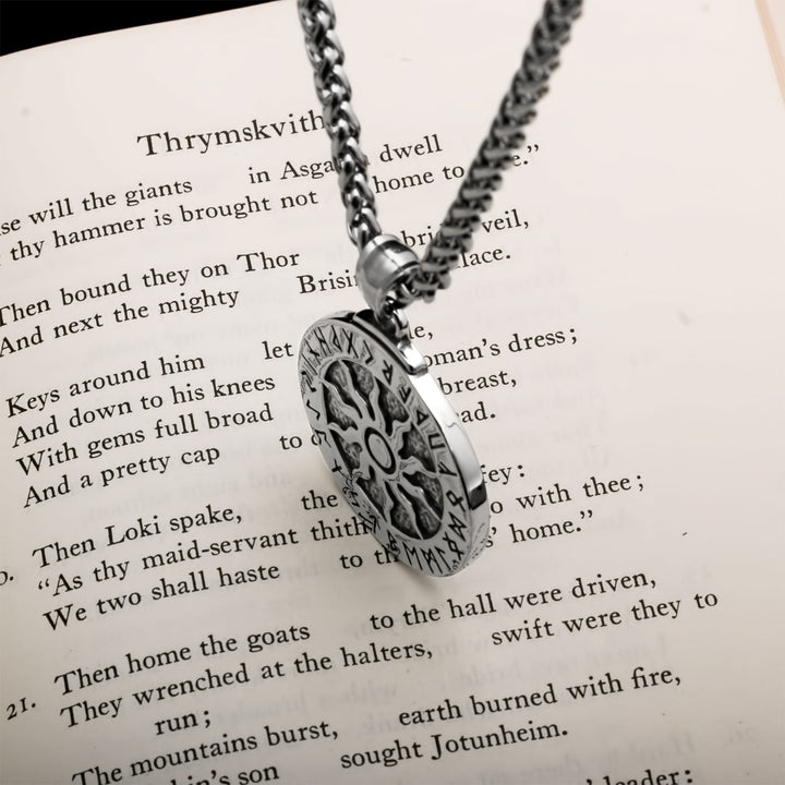 Sun Rune Pendant Necklace Stainless Steel Viking
