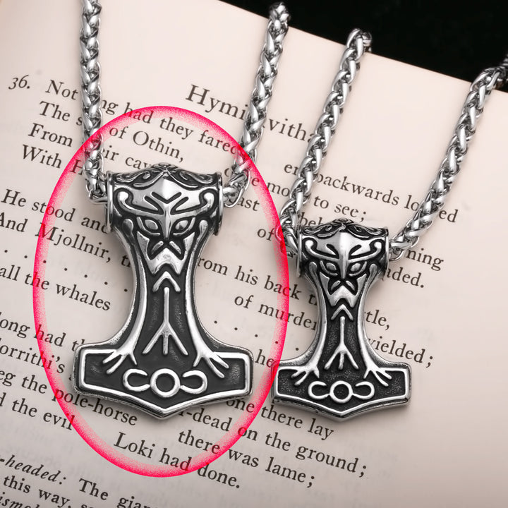 Viking Mjolnir Thor's Hammer Stainless Steel Pendant Necklace Large